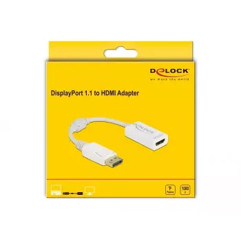 Adapteris DisplayPort 1.1 (vyriškas) į HDMI (moteriška) pasyvus baltas DeLOCK 61015