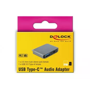 DeLOCK 63965 USB-C garso adapteris (3,5 mm lizdas + USB-A), antracito atspalvio