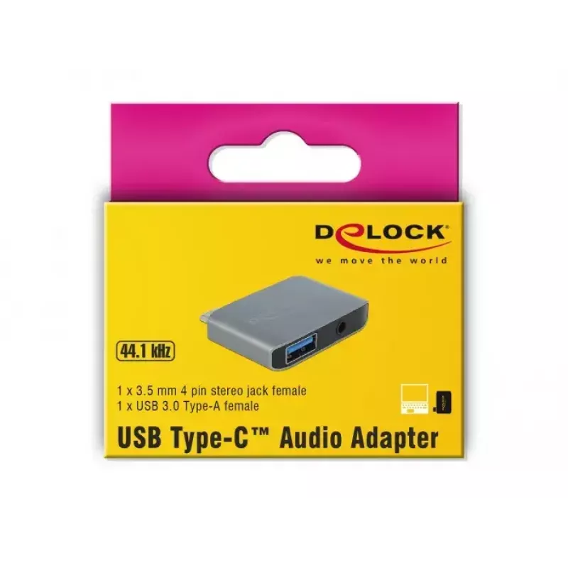 DeLOCK 63965 USB-C garso adapteris (3,5 mm lizdas + USB-A), antracito atspalvio