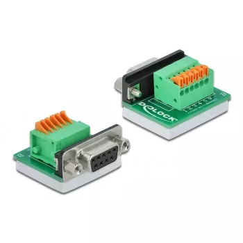 Adapteris D-Sub9 lizdas į gnybtų bloką su mygtuku DeLOCK 66557