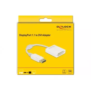 Adapteris DisplayPort 1.1 (vyriškas) į DVI (moteriškas) pasyvus baltas DeLOCK 61010
