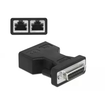 Adapteris DeLOCK D-Sub 15 pin (moteriškas) į 2 × RJ45 (moteriškas) AUI 66806