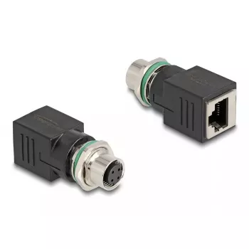 DeLOCK adapteris M12 D-koduotas 4 kontaktų moteriškas į RJ45 lizdą tiesus