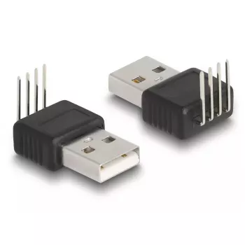 DeLOCK USB 2.0 adapteris, tipas A, kištukas, 90° kampu, juodas