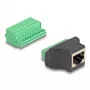 DeLOCK RJ50 (moteriška) į gnybtų bloką adapteris su mygtukais, 11 kontaktų gnybtų blokas