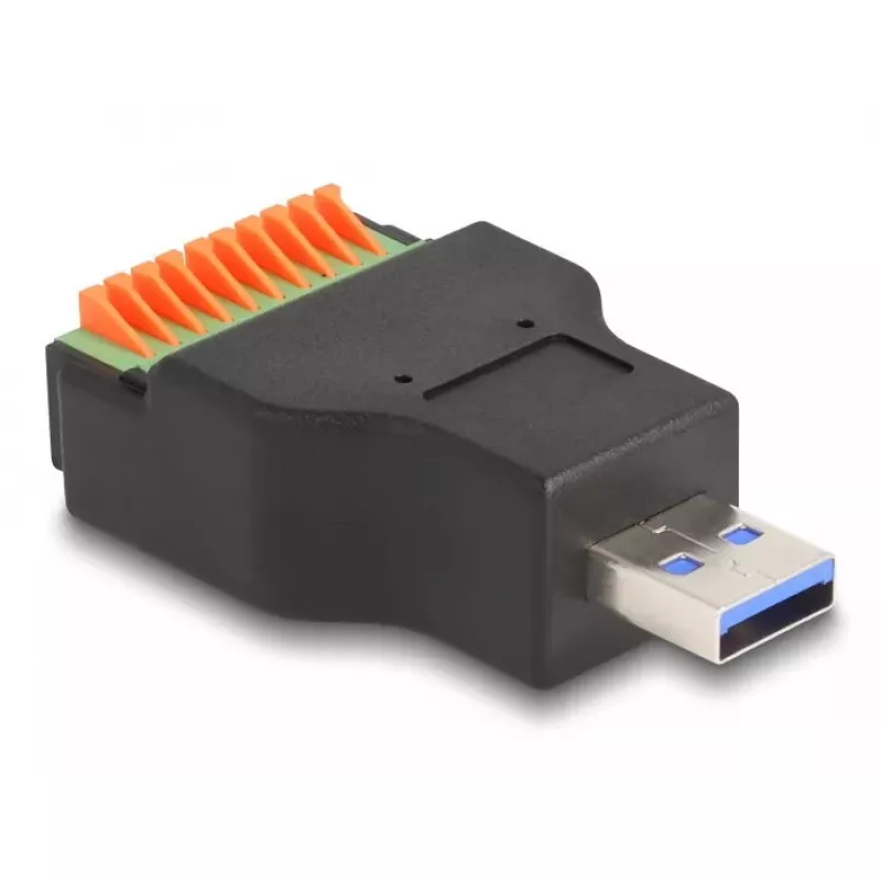 DeLOCK USB 3.2 Gen 1 Type-A kištukas į gnybtų bloko adapterį su mygtuku