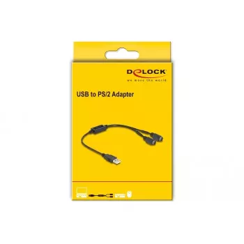 DeLOCK 61061 PS/2 kabelis 0,43 m 2x 6-p Mini-DIN USB A juodas