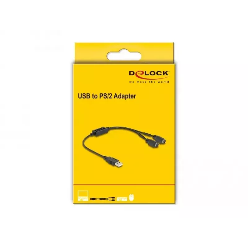 DeLOCK 61061 juodas USB 2.0 A tipo ir PS/2 adapteris klaviatūrai ir pelei