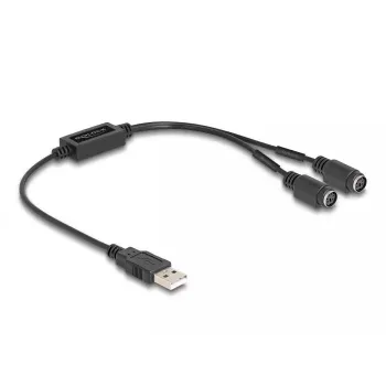 DeLOCK 61061 PS/2 kabelis 0,43 m 2x 6-p Mini-DIN USB A juodas