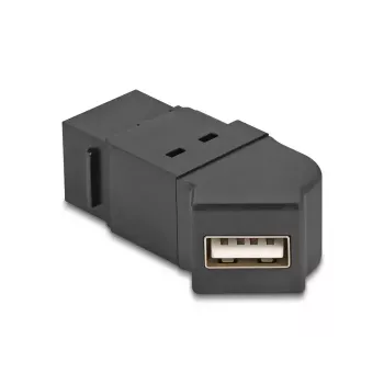 DeLOCK USB 2.0 Type-A skydinis lizdas moteriškas į Type-A moterišką 45° kampu juodas
