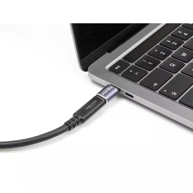 DeLOCK USB adapteris 40 Gbps USB Type-C PD 3.1 240 W vyriškas į moterišką prievado apsauga 8K 60 Hz metalinis