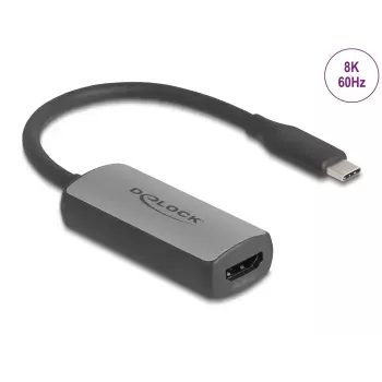 Kabelio adapteris DELOCK 64264 USB Type-C į HDMI, DP Alt režimas, 8K 60Hz HDR, 0,17 m, aliuminis, juoda/pilka