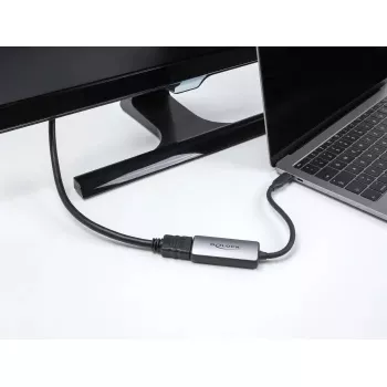 Kabelio adapteris DELOCK 64264 USB Type-C į HDMI, DP Alt režimas, 8K 60Hz HDR, 0,17 m, aliuminis, juoda/pilka
