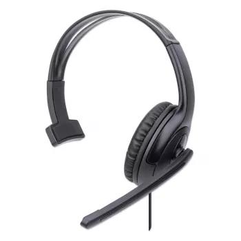 Manhattan Mono Over-Ear ausinės su mikrofonu (USB), reguliuojama galvos juosta, garsumo valdymas ant laido, 1,5 m laidas, 3 metų garantija