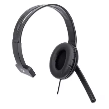 Manhattan Mono Over-Ear ausinės su mikrofonu (USB), reguliuojama galvos juosta, garsumo valdymas ant laido, 1,5 m laidas, 3 metų garantija