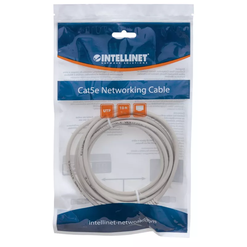 Intellinet tinklo jungiamasis laidas, Cat6, 15 m, pilka, CCA, U/UTP, PVC, RJ45, auksuoti kontaktai, su apsauga nuo užkliuvimo, su gaubtu, viso gyvenimo garantija