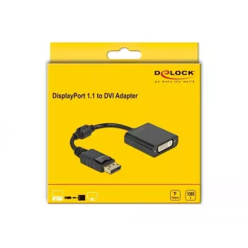 Adapteris DisplayPort 1.1 (vyriškas) į DVI (moteriškas) pasyvus juodas DeLOCK 61008