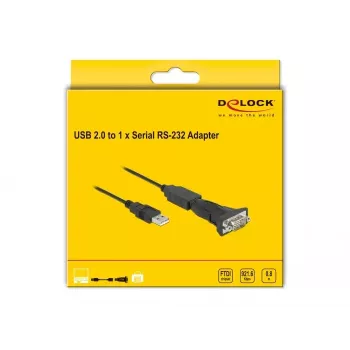 DeLOCK adapteris USB 2.0 Type-A į RS-232 D-Sub 9 kontaktų vyriškas 0,8 m juodas