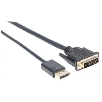 Manhattan DP 1.2a – DVI-D 24+1 laidas, 3 m, vyriški jungtys, pasyvus, 1080p@60Hz, juodas