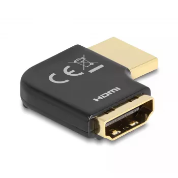 DeLOCK HDMI adapteris vyriškas į moterišką 90° kairysis kampinis 8K 60 Hz metalinis
