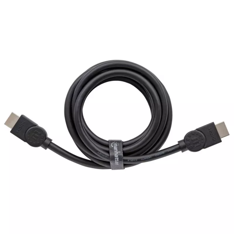 Manhattan HDMI 8K@60Hz laidas su Ethernet, 2m, sertifikuotas, tinka visiems 8K, 4K ir 1080p/HD naudojimui – atnaujinkite dabar arba turėkite paruoštą, kai prireiks, Kištukinis-Kištukinis, Juodas, 4K@120Hz, Viso gyvenimo garantija, Ultra High Speed