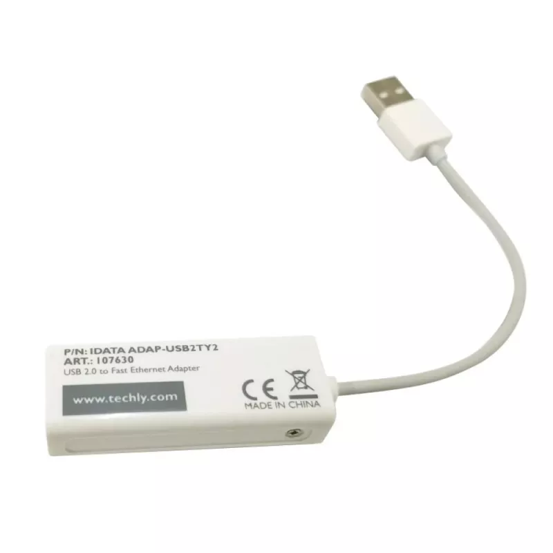 Techly USB2.0 į Fast Ethernet 10/100 Mbps keitiklis, laidinis, USB, Ethernet, 100 Mbit/s, baltas