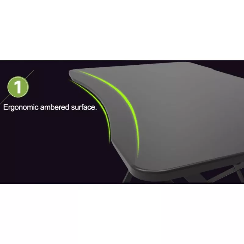 Techly Gaming stalas kompiuteriui su kampu ergonomišku kraštu juodas