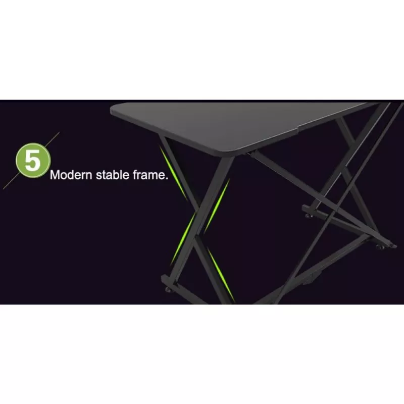 Techly Gaming stalas kompiuteriui su kampu ergonomišku kraštu juodas