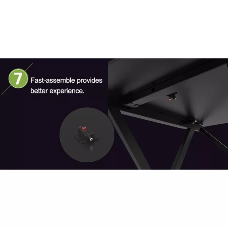 Techly Gaming stalas kompiuteriui su kampu ergonomišku kraštu juodas