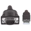 Manhattan USB-A į Serial Converter kabelis, 45 cm, Vyriškas į Vyrišką, Serial/RS232/COM/DB9, Prolific PL-2303HXD lustas, Juodas/Sidabrinis kabelis, Trejų metų garantija