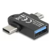 Lyties keitiklis DeLOCK 60739 USB Type-A USB Type-C USB Micro-B Juodas
