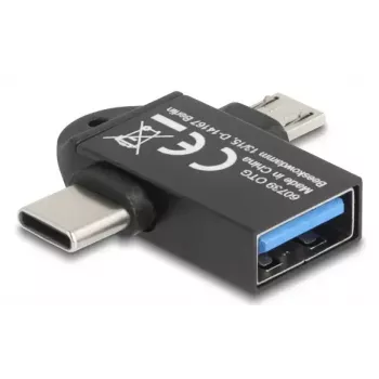 Lyties keitiklis DeLOCK 60739 USB Type-A USB Type-C USB Micro-B Juodas