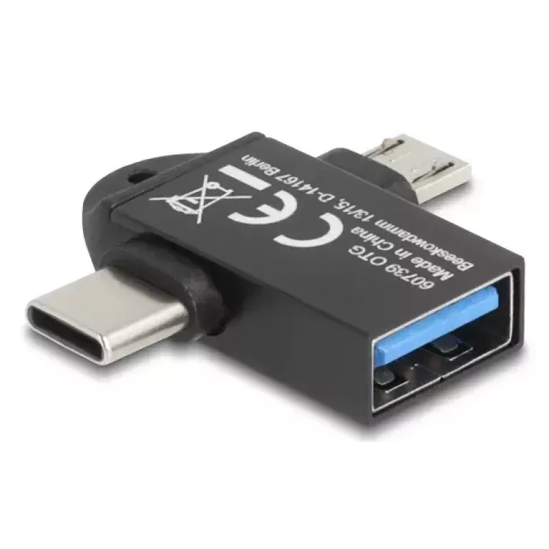 Lyties keitiklis DeLOCK 60739 USB Type-A USB Type-C USB Micro-B Juodas