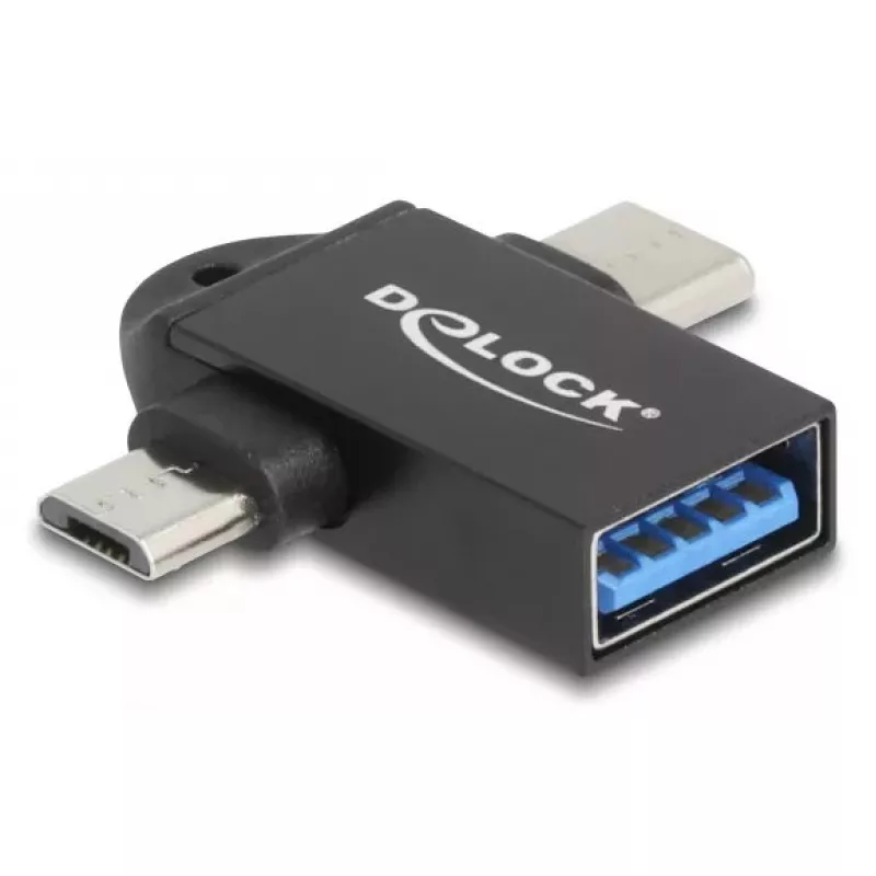 Lyties keitiklis DeLOCK 60739 USB Type-A USB Type-C USB Micro-B Juodas