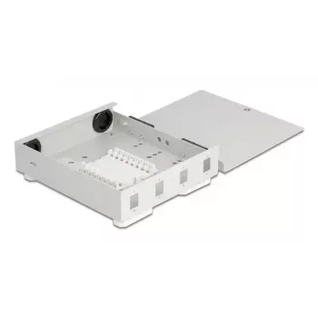 Sieninė optinė dėžutė DELOCK 4× SC Simplex arba LC Duplex adapteriams, metalinis korpusas, pilka
