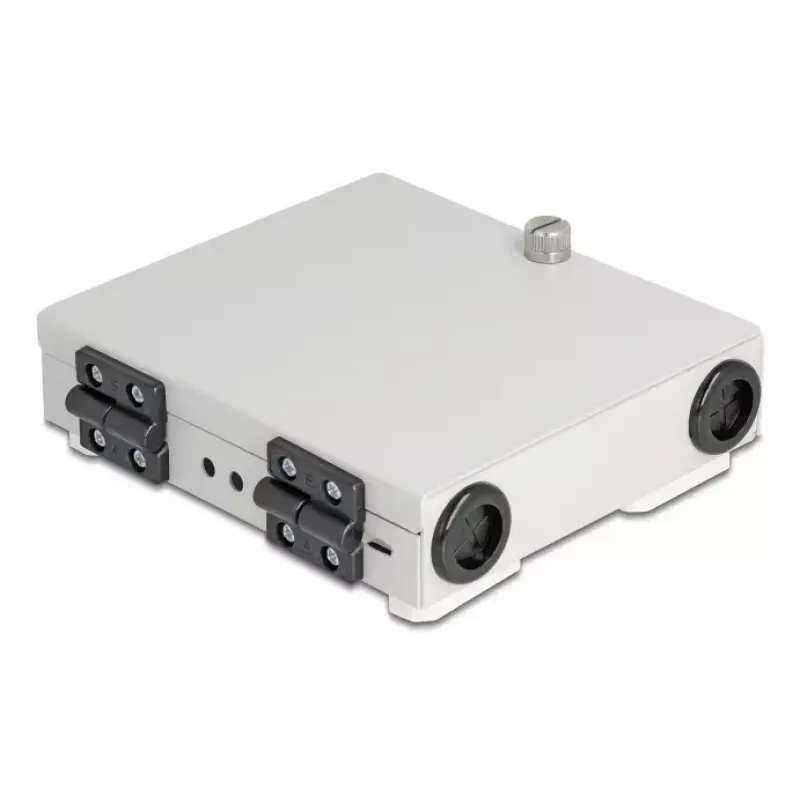 Sieninė optinė dėžutė DELOCK 4× SC Simplex arba LC Duplex adapteriams, metalinis korpusas, pilka