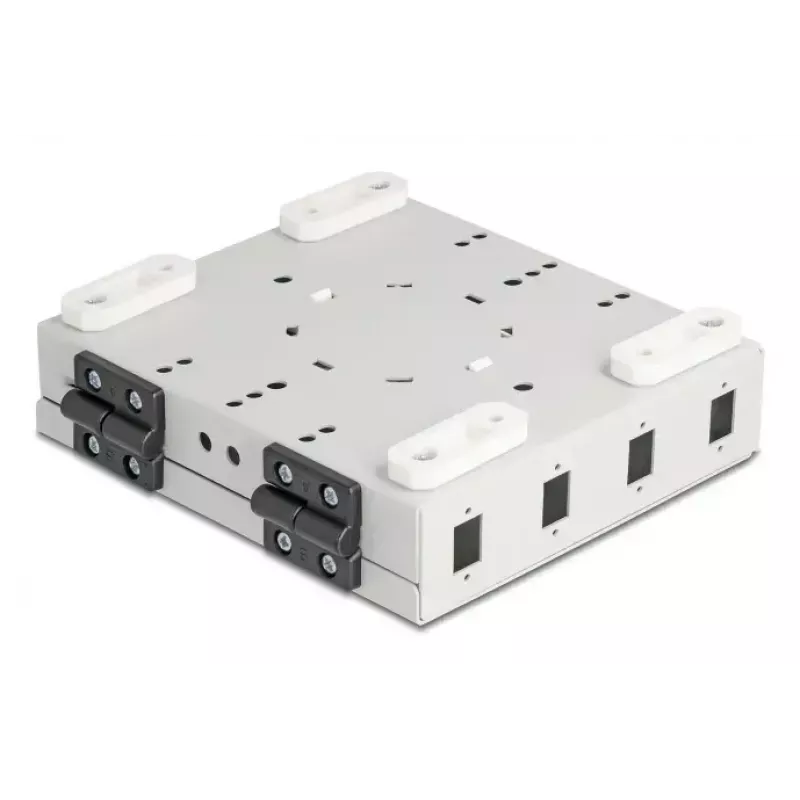 Sieninė optinė dėžutė DELOCK 4× SC Simplex arba LC Duplex adapteriams, metalinis korpusas, pilka