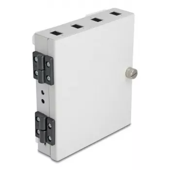 Sieninė optinė dėžutė DELOCK 4× SC Simplex arba LC Duplex adapteriams, metalinis korpusas, pilka