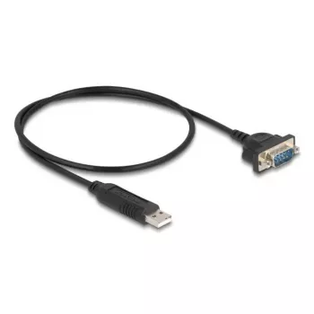 DELOCK USB RS-232 adapteris USB 2.0 į D-Sub 9 kištuką su veržlėmis, USB Type-A į RS-232, 0,5 m, juodas