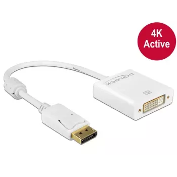 Vaizdo kabelio adapteris DeLOCK 62600, DisplayPort → DVI-I, 0,2 m, aktyvus, baltas