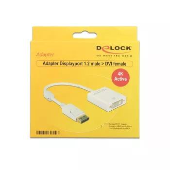 Vaizdo kabelio adapteris DeLOCK 62600, DisplayPort → DVI-I, 0,2 m, aktyvus, baltas