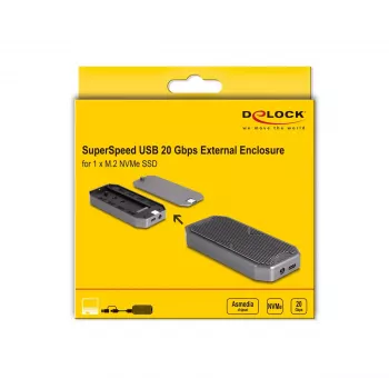 SSD korpusas DeLOCK 42015 pilkas M.2 20 Gbit/s USB Type-C