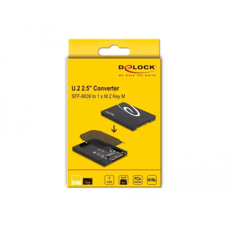 DeLOCK 2,5" konverteris U.2 SFF-8639 – M.2 NVMe Key M, 7 mm (63379)