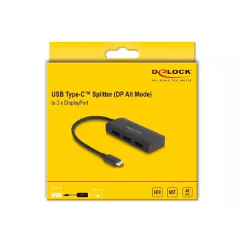 DeLOCK USB-C skirstytuvas DP Alt Mode į 3 x DisplayPort MST 4K 60 Hz