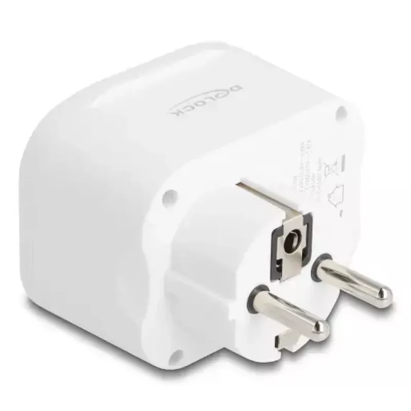 DeLOCK 11498 maitinimo kištuko adapteris, hibridinis E/F tipas, F tipo lizdas, baltas