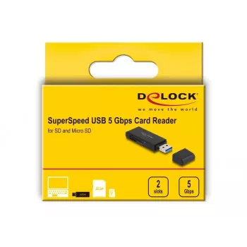 Card Reader DeLOCK 91002 USB Juodas MicroSD SD SDHC SDXC 5000 Mbit/s