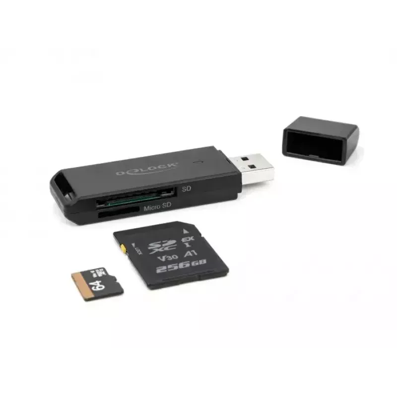 Card Reader DeLOCK 91002 USB Juodas MicroSD SD SDHC SDXC 5000 Mbit/s