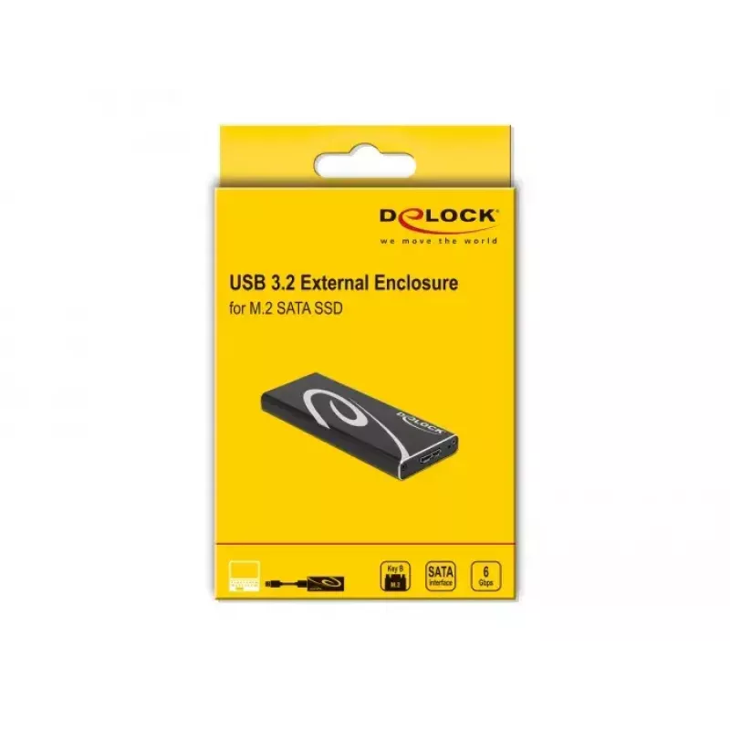 Dėklas SSD M.2 DeLOCK 42007 Juodas Aliuminis