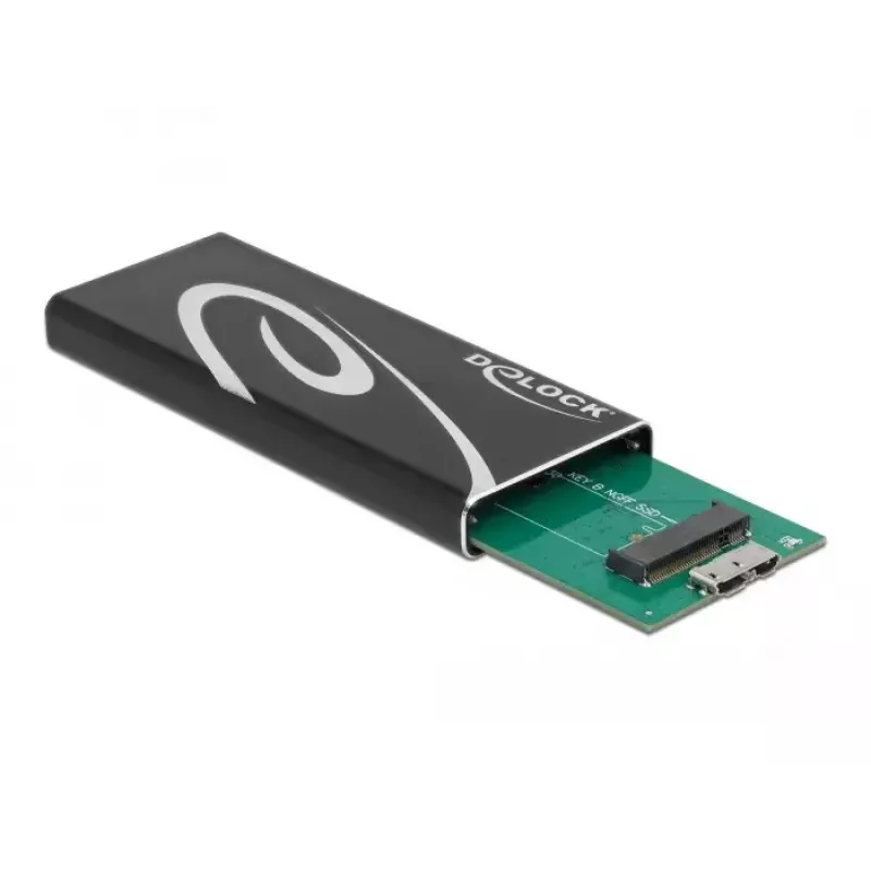 Dėklas SSD M.2 DeLOCK 42007 Juodas Aliuminis