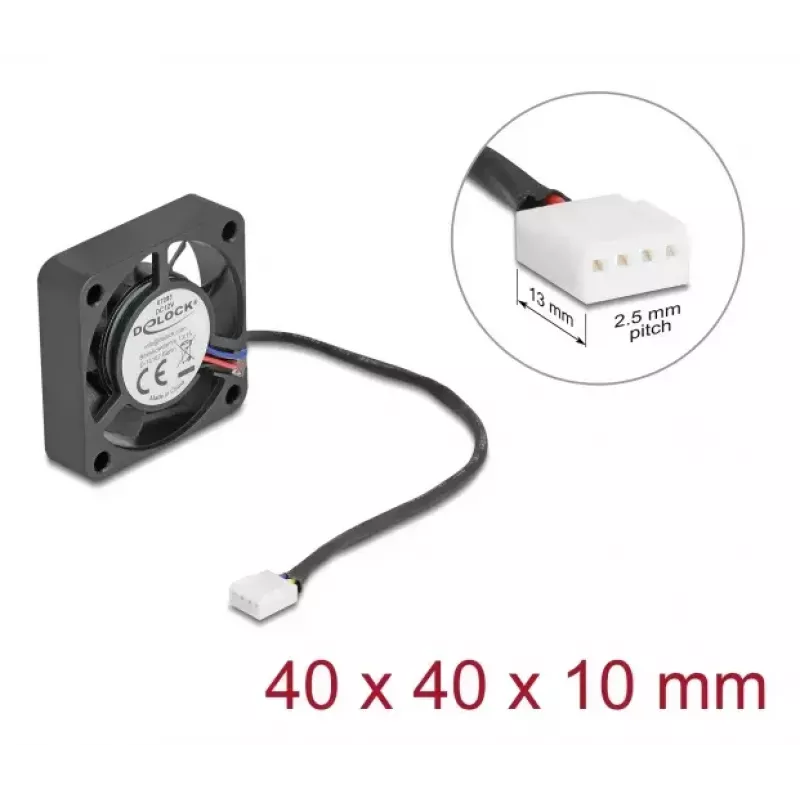 DeLOCK 67293 Ašinis ventiliatorius 12 V DC, 40 x 40 x 10 mm, juodas